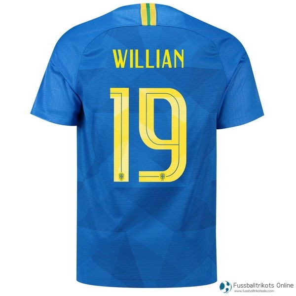 Brasilien Trikot Auswarts Willian 2018 Blau Fussballtrikots Günstig